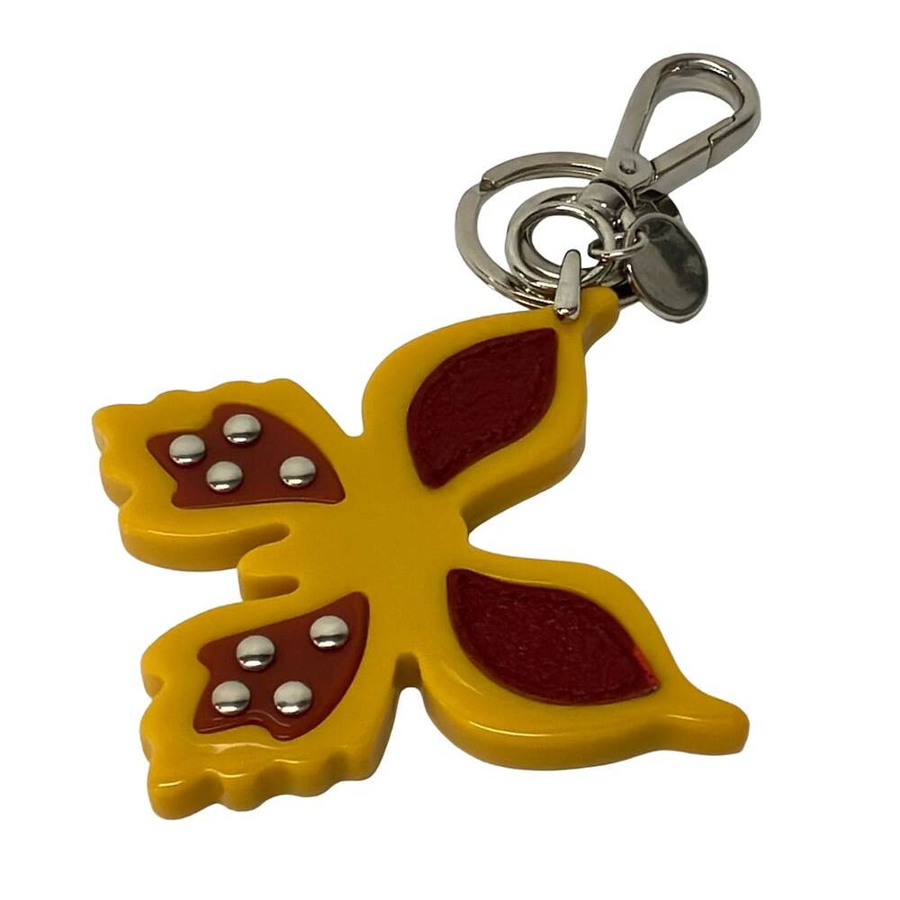 Prada Bag Charm Yellow Bordeaux Silver Leather Plastic Hardware
